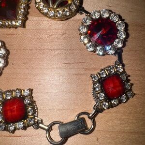 Elegant Red and Silver Women's Bracelet